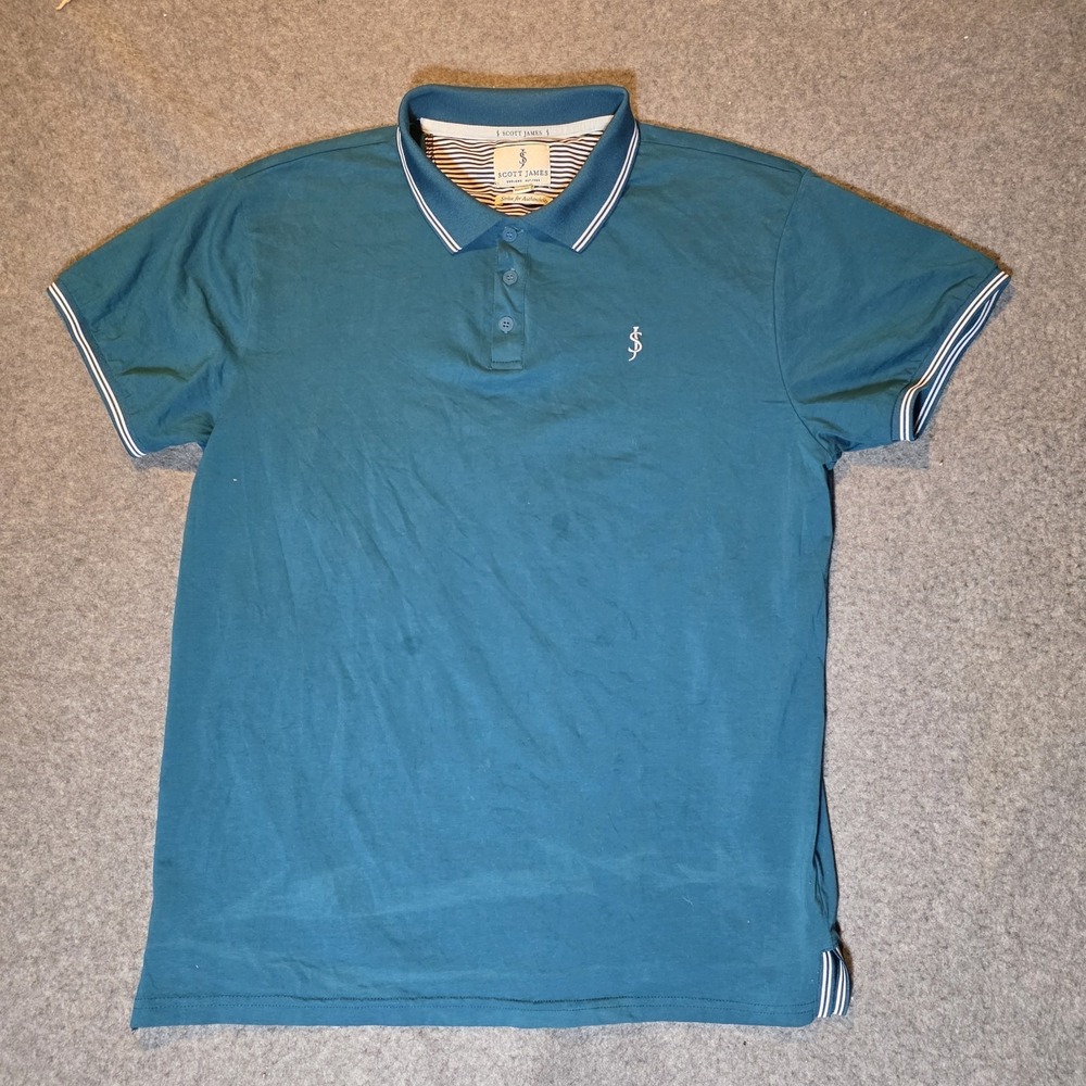Scott James Green Short Sleeve Polo Shirt Men's Large 574